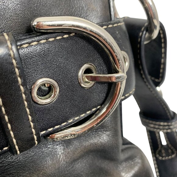 Y2K COACH 1452 Soho Black Leather Convertible Buckle Crossbody Shoulder Bag - Picture 9 of 16